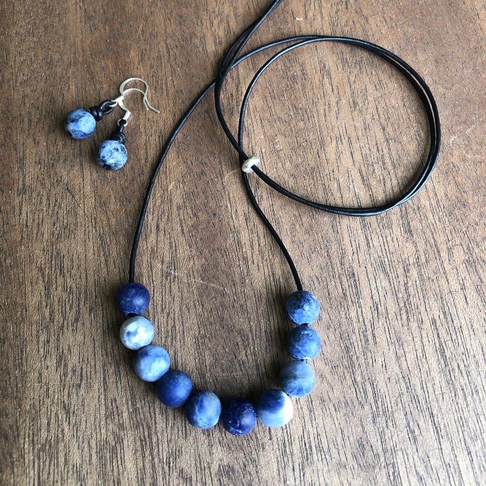 Amber’s Sodalite Necklace and Earrings Set